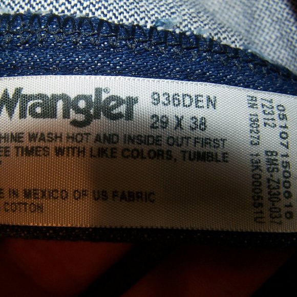 WRANGLER 936DEN 29 x 38" LONG BLUE JEANS S3447 - Picture 6 of 9